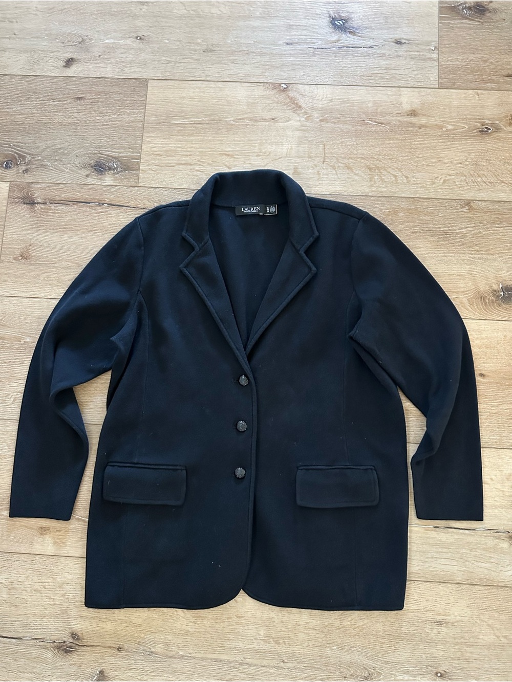 Lauren Ralph Lauren 1X Black Knit Blazer Embellished Buttons